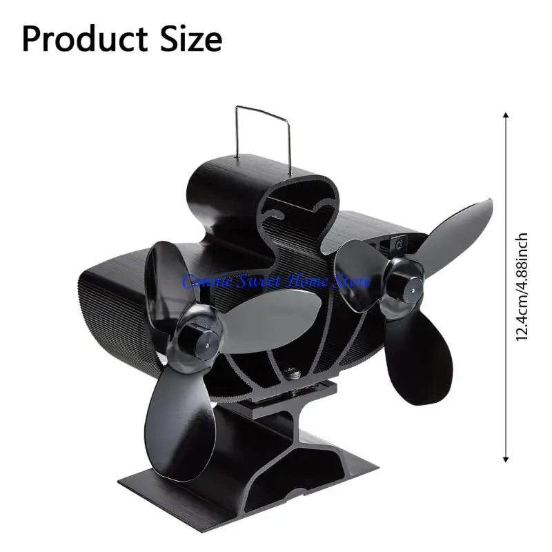 LXAF Double Head Fireplaces Fan Quiet Operate Heat Powered Stove Fan for Wood Burners Efficient Heat Distribution