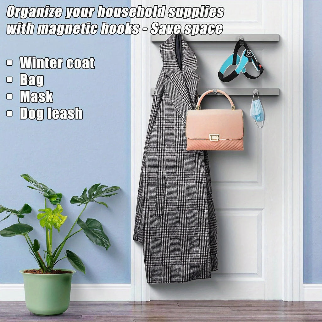 Magnetic Hooks -  Heavy Duty Round Metal Pack for Hanging Bags and Outerwear