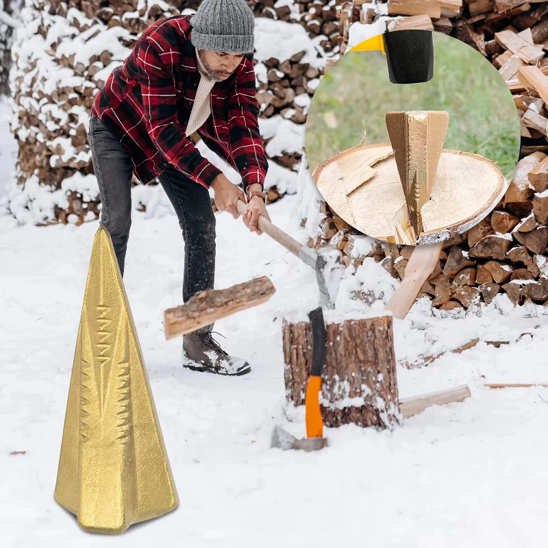 3.5lb Options Durable 4-Way Manual Wood Splitting Wedge Versatile Steel Tool Outdoor Use Winter Firewood Fireplace Accessories