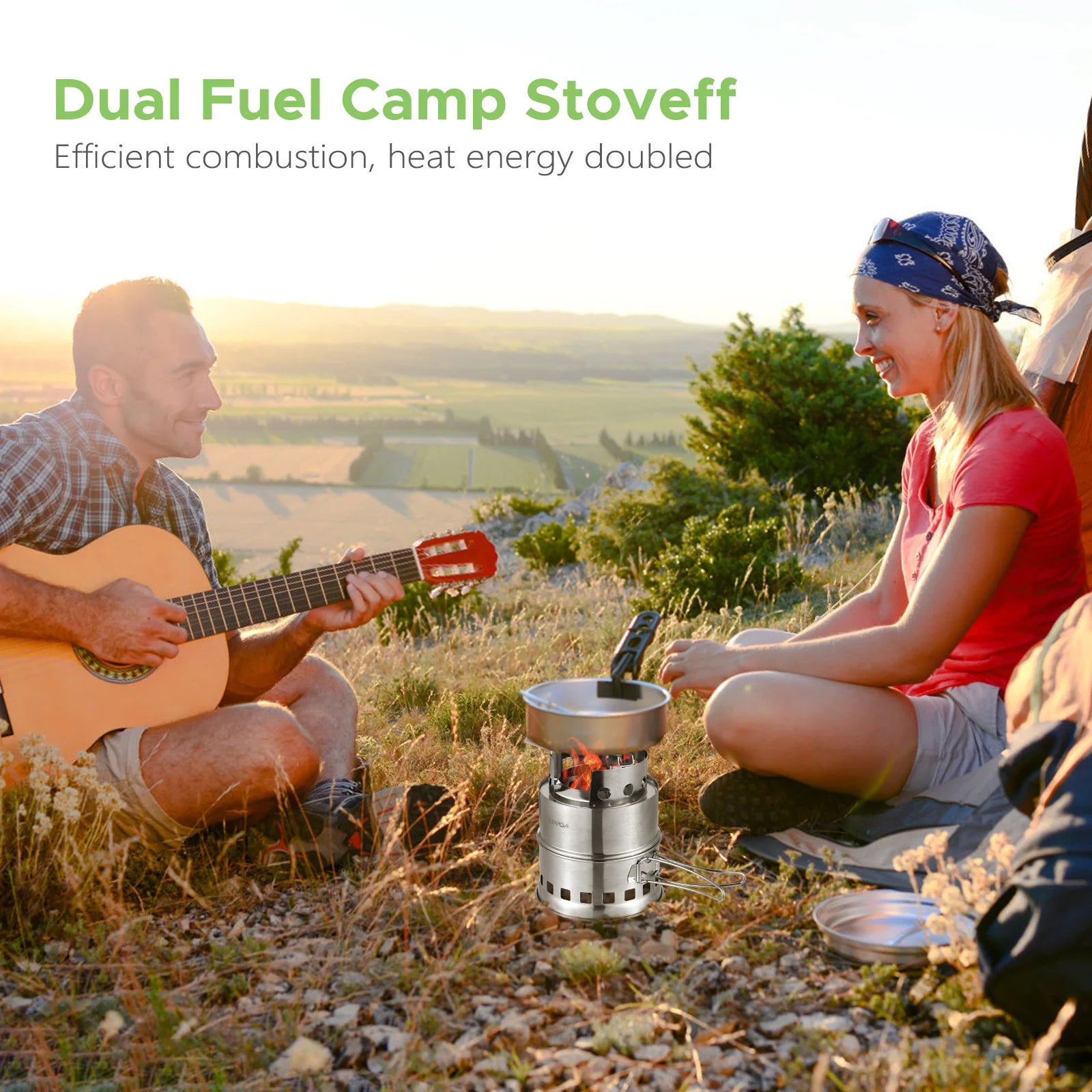 Portable Camping Stove Alcohol Wood Burning Survival Stove for Outdoor Backpacking Picnics and BBQs Small Dual Fuel Camp Stove