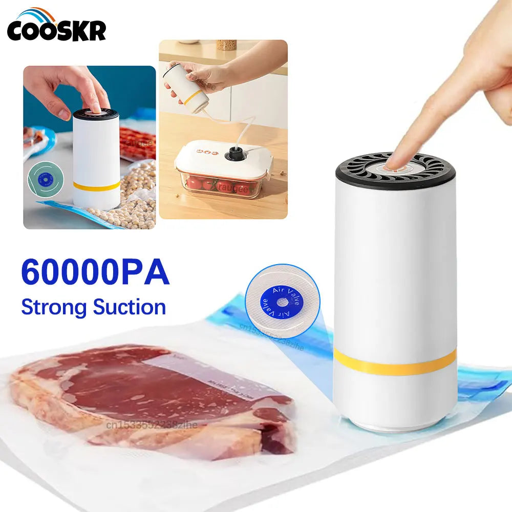Vacuum Sealer Machine Electric Automatic Sealing Pump for Food Storage USB Rechargeable Portable Handheld Vacuum Sealer Pump