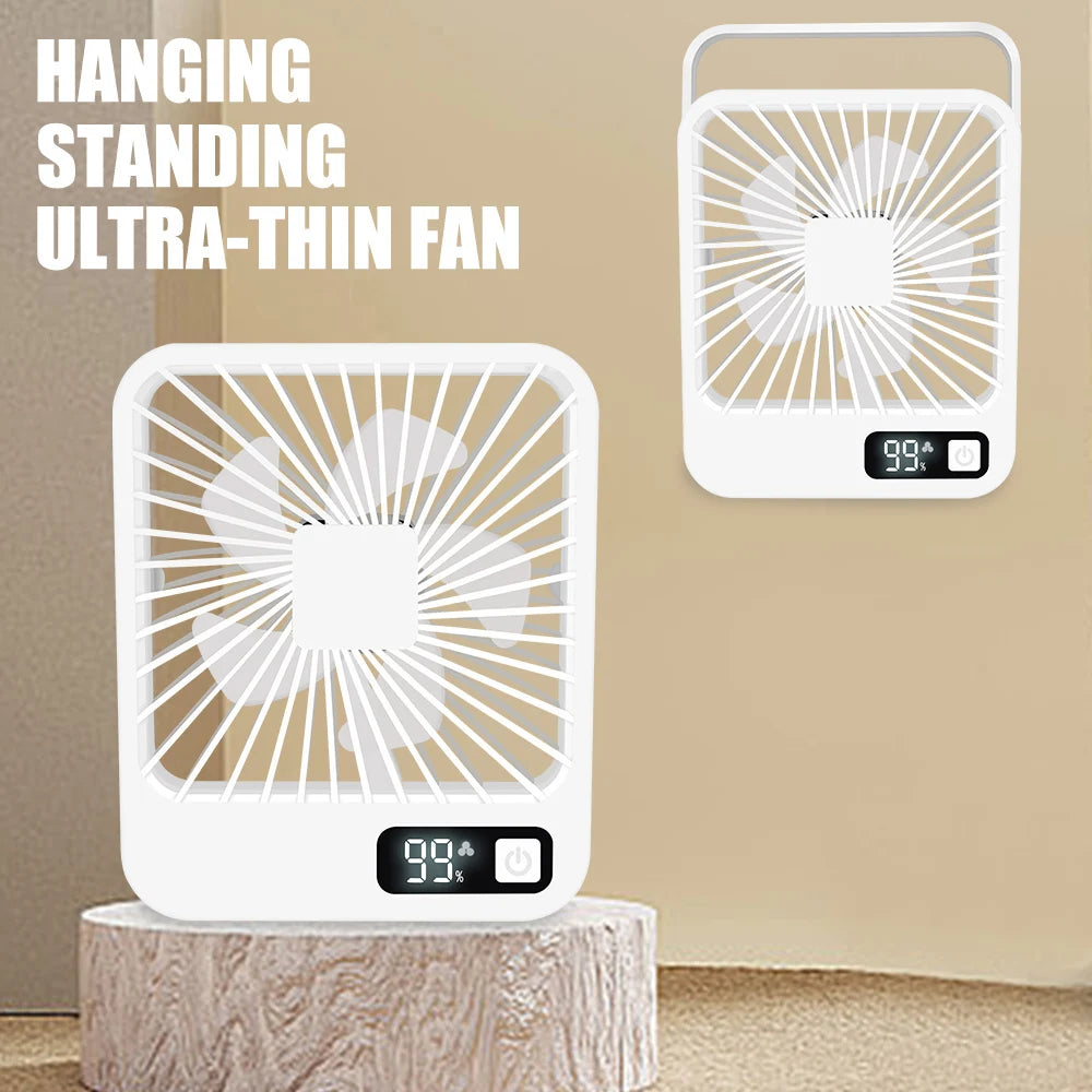 Table Fan Battery Rechargeable, 2000mAh 180° Foldable Portable Personal Fan With Power Display Ultra Quiet Suitable for Home