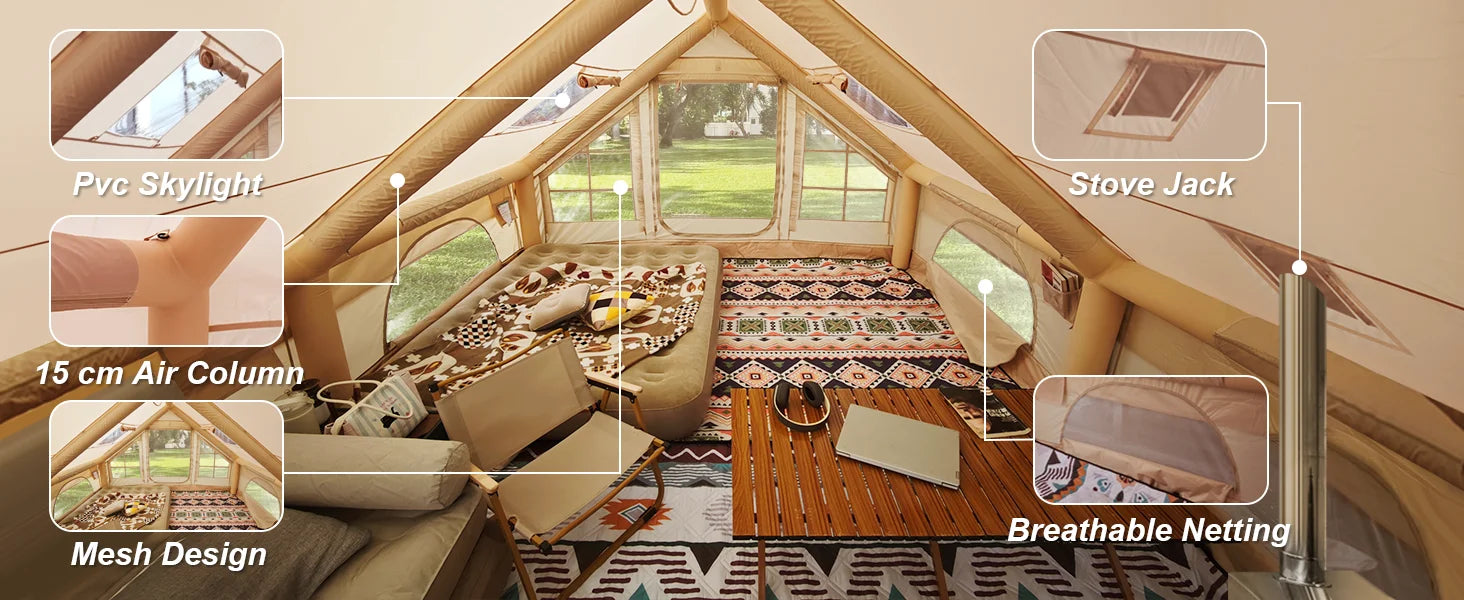 129 Sqft Large inflatable tent with Tarp,8 Person