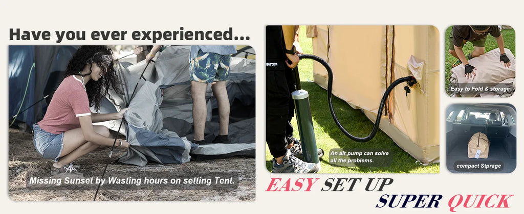 129 Sqft Large inflatable tent with Tarp,8 Person