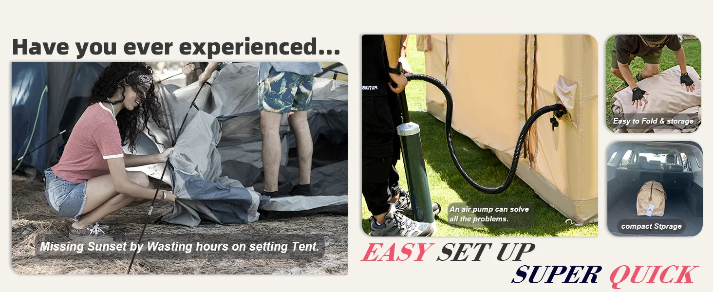 129 Sqft Large inflatable tent with Tarp,8 Person