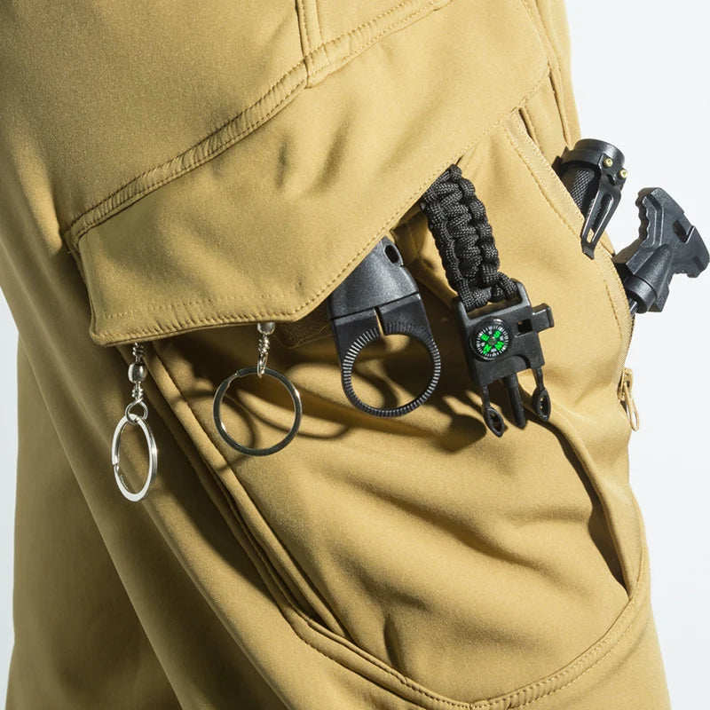 Men's Winter Autumn Fleece Sharkskin Waterproof Tactical Military Camping Hiking Jackets Climbing Hunting Coats Combat Pants