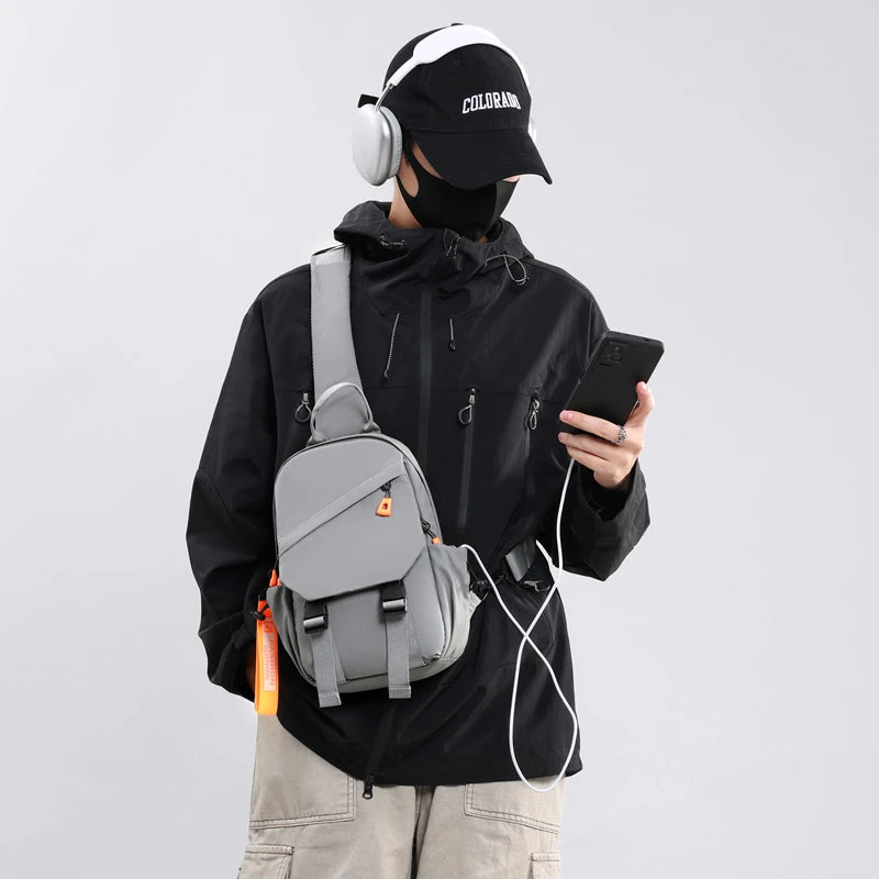 Waterproof Nylon Crossbody Bag - Men's Chest Sling Backpack, Compact Shoulder Messenger Bag, Travel & Outdoor Hiking Pack