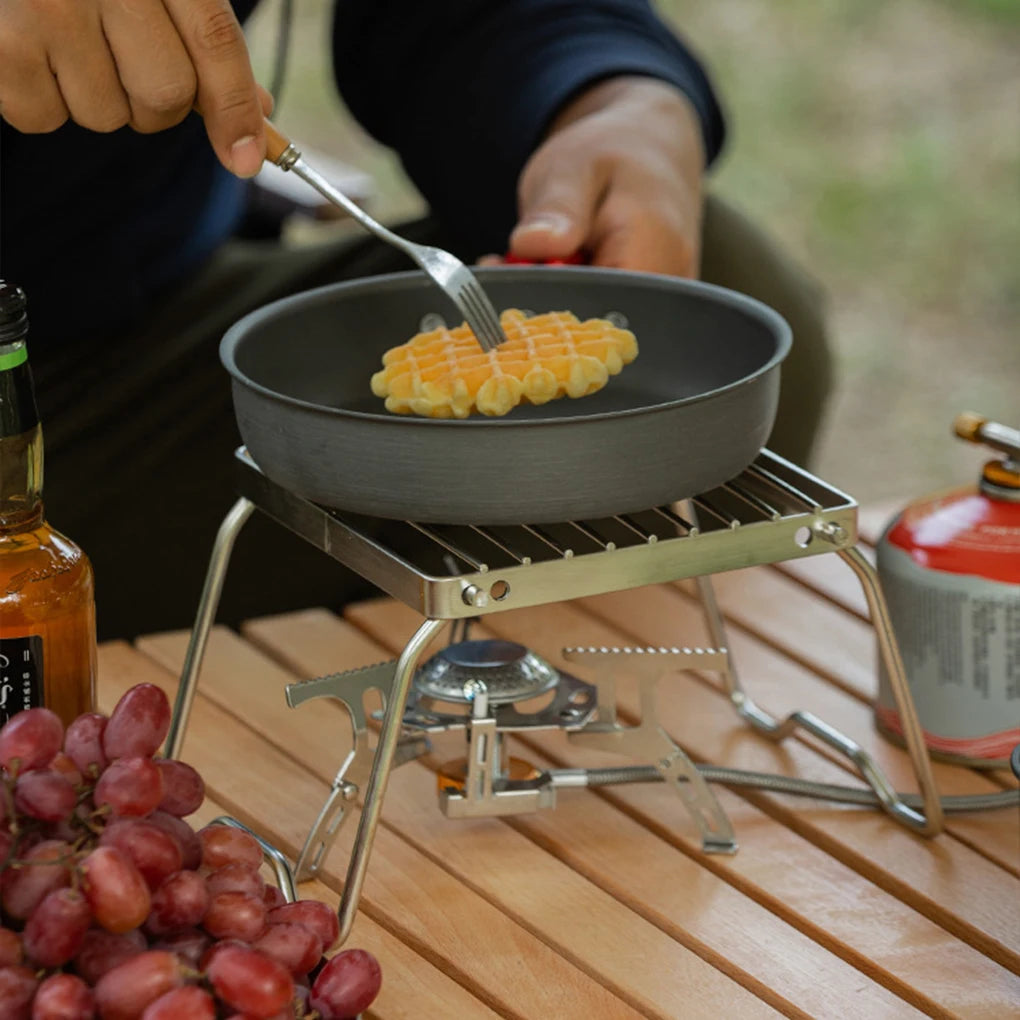 KIQUNE Camping cookware Multifunctional Folding Campfire Grill Portable Stainless Steel Camping Grill Grate Gas Stove Stand