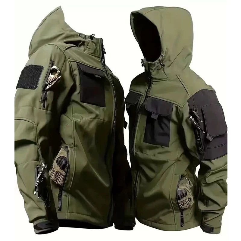 Men's Winter Autumn Fleece Sharkskin Waterproof Tactical Military Camping Hiking Jackets Climbing Hunting Coats Combat Pants