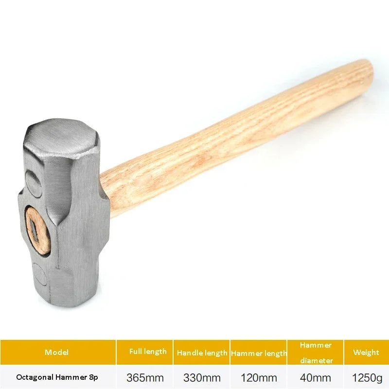 1pcs Heavy Duty Wooden Handle Sledge Hammer High Carbon Steel Octagon Hammer Square Head Big Hammer Masonry Hammer