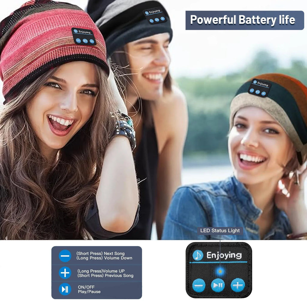 Bluetooth Wireless Headphones Sports Hat Soft Comfortable Sleeping Music Headsets Autumn Cap Handsfree Call Earphone With Mic