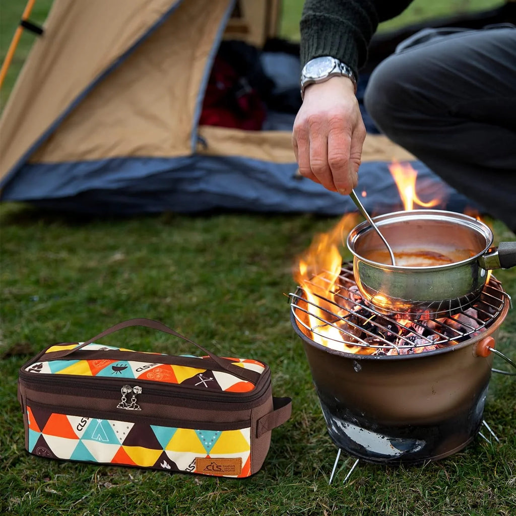 Camping Travel Cooking Utensils Storage Bag, Travel Bag, Portable BBQ Camping Cookware Kitchen Toolkit