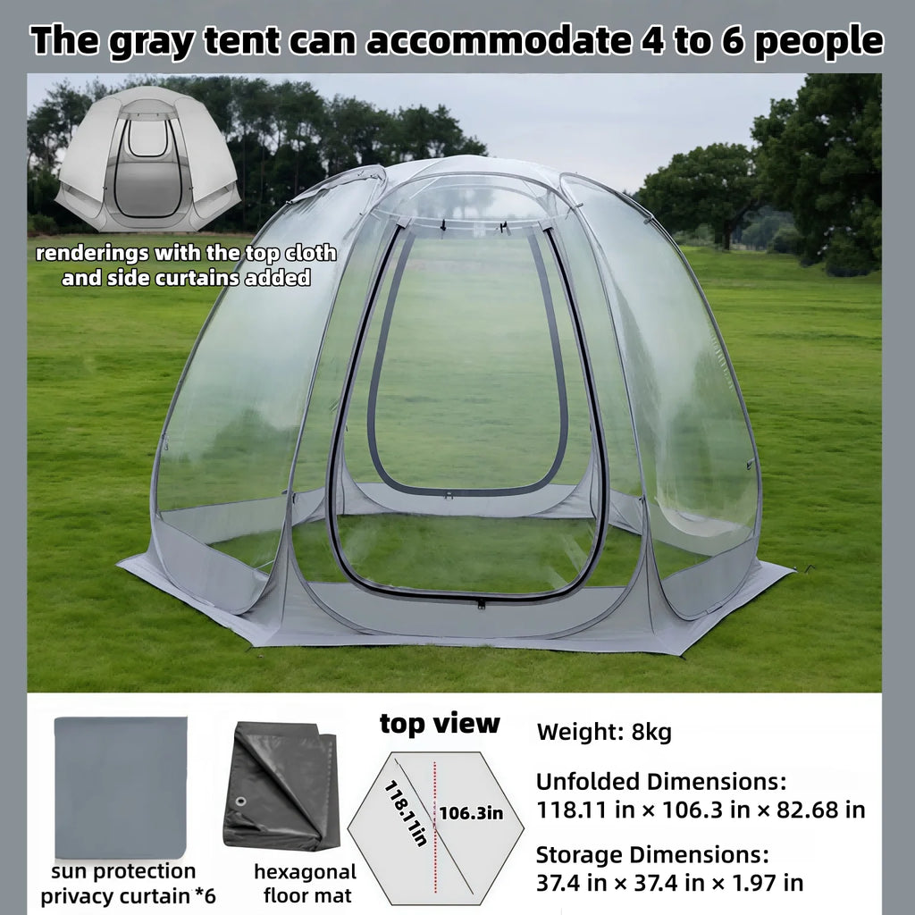Window Outdoor Sun Room Tents Transparent Camping Tent 4-8 Person Star Dome Tent Portable Spherical Tents 360 Degree Panoramic