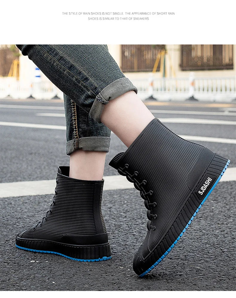 Rain BootsSummer Casual Mid-calf Waterproof Shoes Winter Lining With Fleece Warm Anti-slip Wear-resistant Outdoor