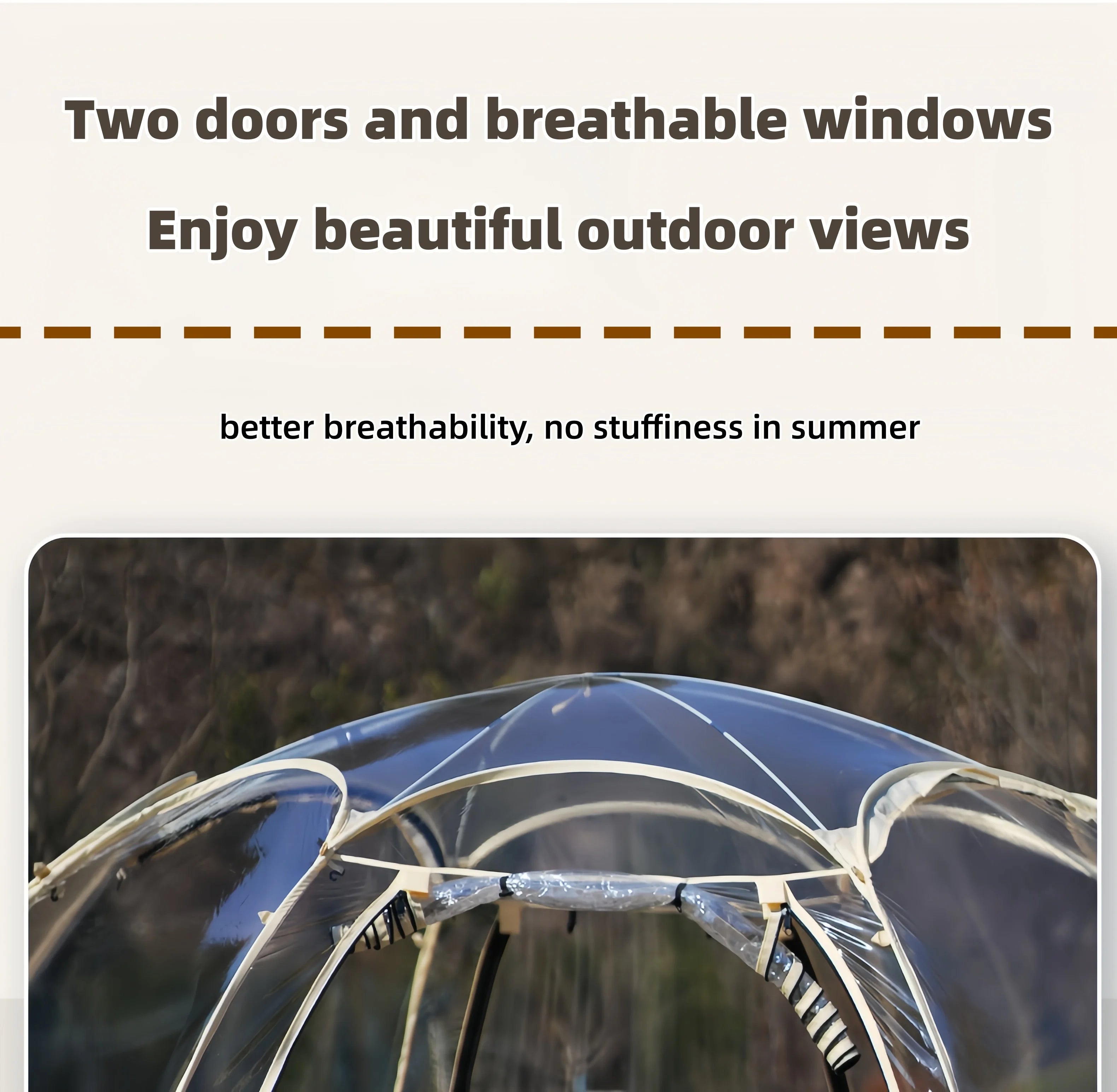 Window Outdoor Sun Room Tents Transparent Camping Tent 4-8 Person Star Dome Tent Portable Spherical Tents 360 Degree Panoramic