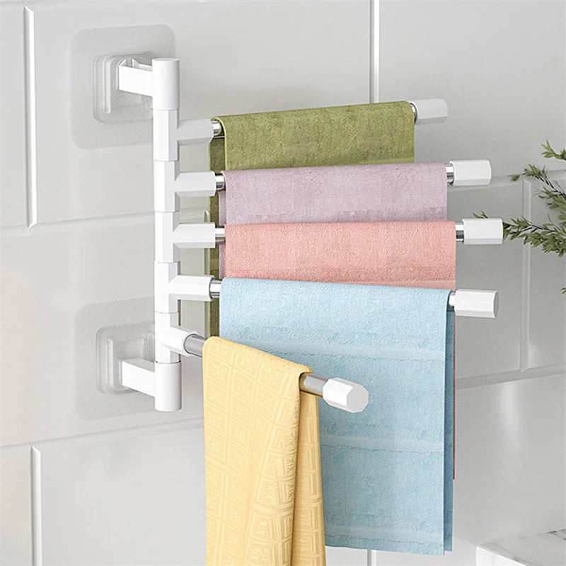 Bathroom Rotation Towel Storage Rack Punch-Free Stainless Steel