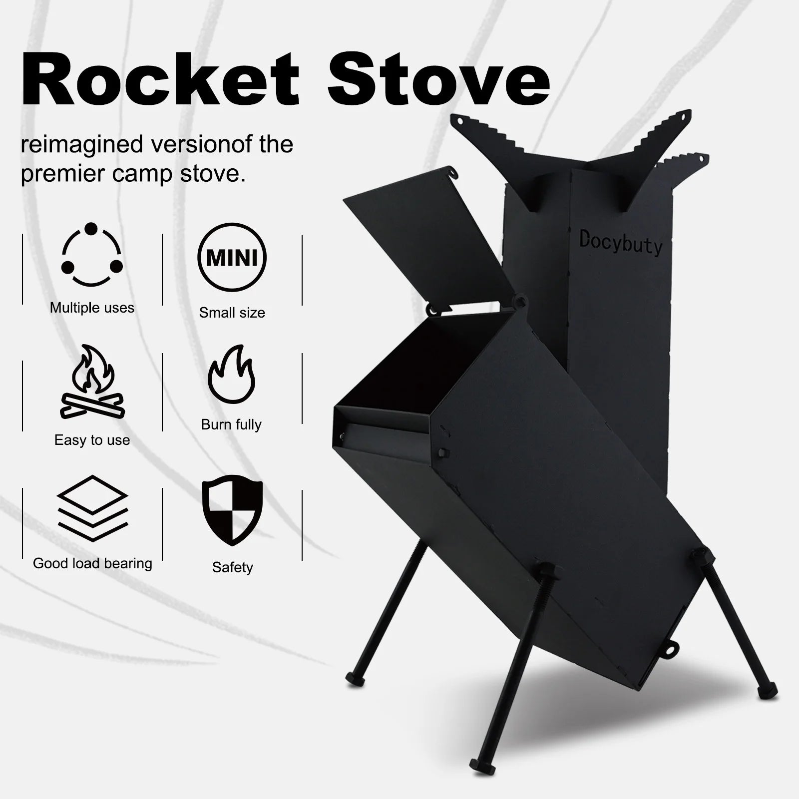 Rocket Stove Wood Burning Camp Stove Rocket Stove for Cooking Portable Wood Mini Burning Stove, Fire Camping Stove for Cooking b