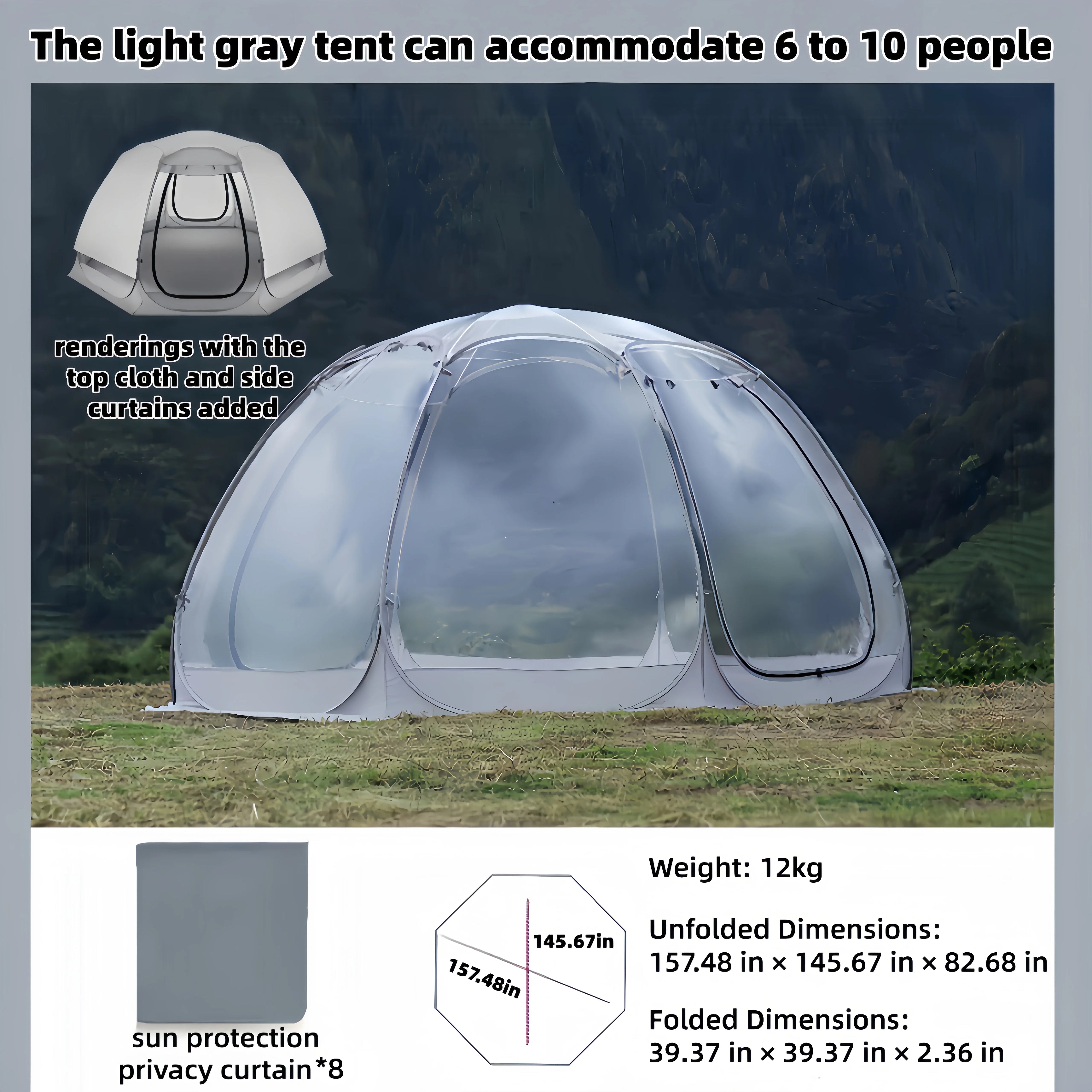 Window Outdoor Sun Room Tents Transparent Camping Tent 4-8 Person Star Dome Tent Portable Spherical Tents 360 Degree Panoramic