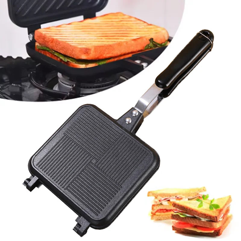 Double-Sided Non-Stick Sandwich Maker Iron Bread Toast Breakfast Machine Waffle Pancake Baking Barbecue Oven Mold Grill Frying