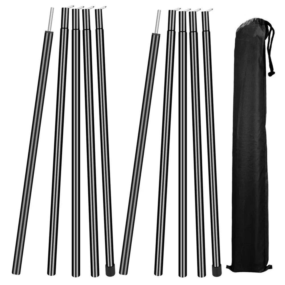 Set of 2 Telescopic Tent Poles Adjustable Aluminium Alloy Rods