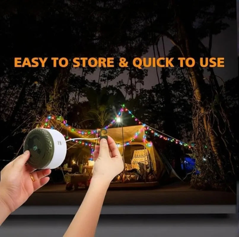 Camping Light String Outdoor Light String Durable Waterproof USB Charging Portable Camping Light Suitable for Courtyard Hiking