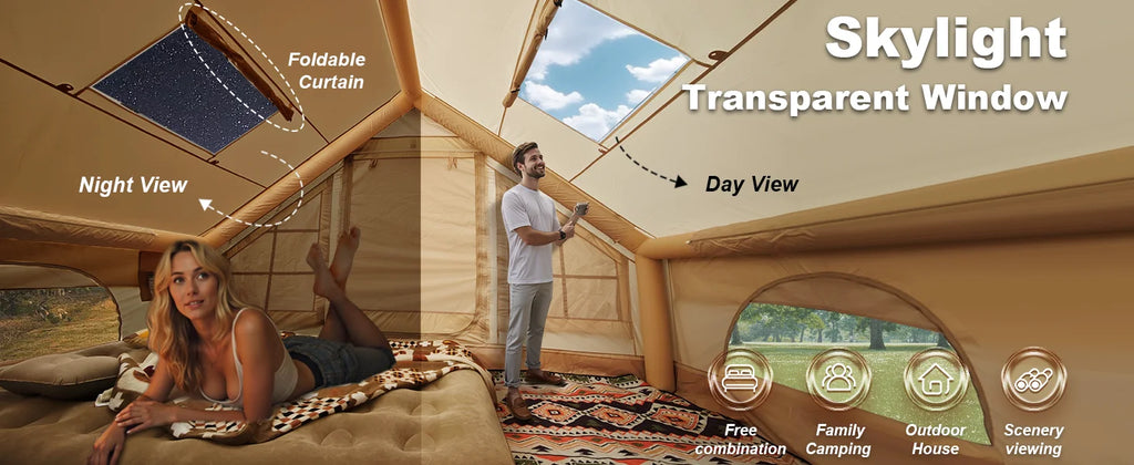 129 Sqft Large inflatable tent with Tarp,8 Person