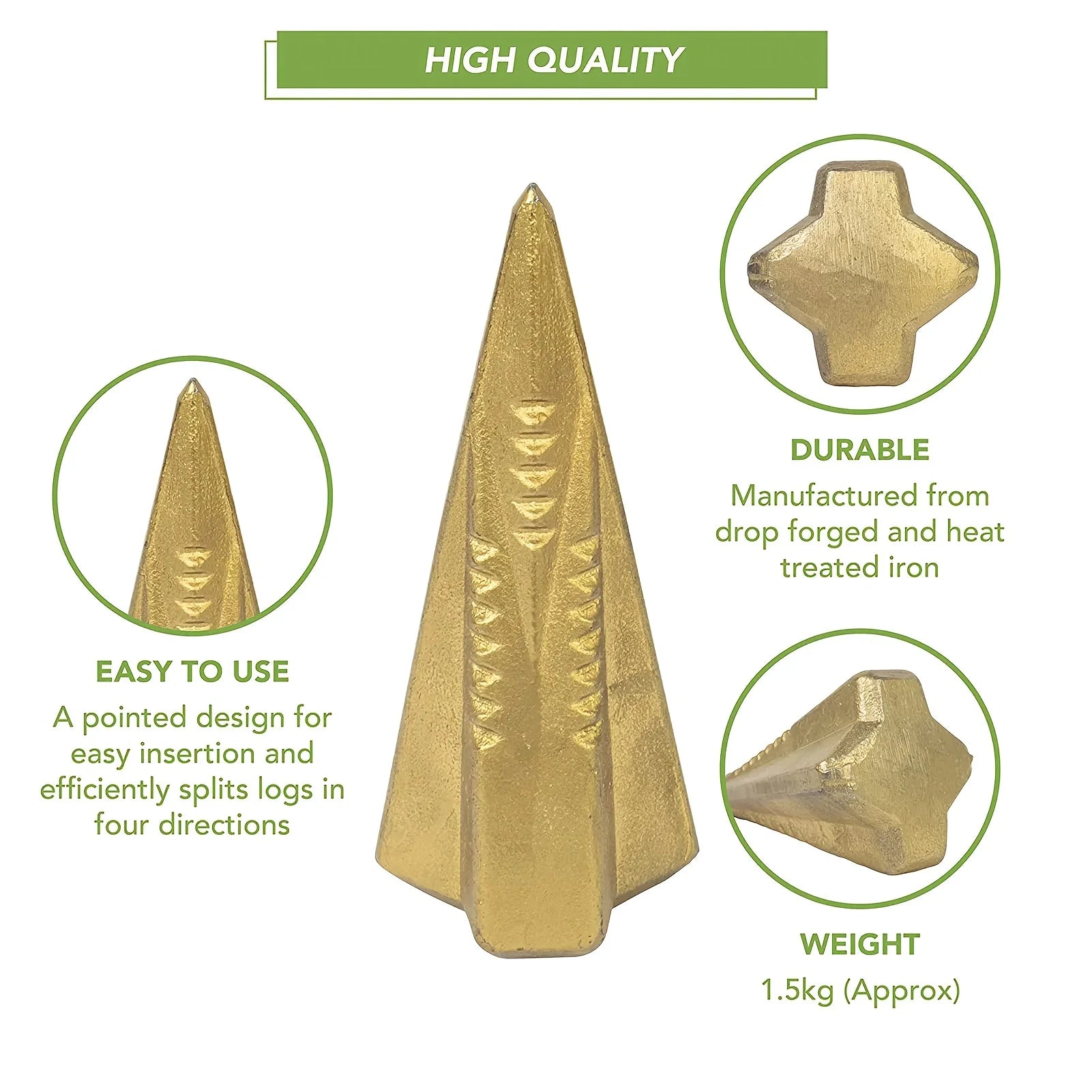 3.5lb Options Durable 4-Way Manual Wood Splitting Wedge Versatile Steel Tool Outdoor Use Winter Firewood Fireplace Accessories