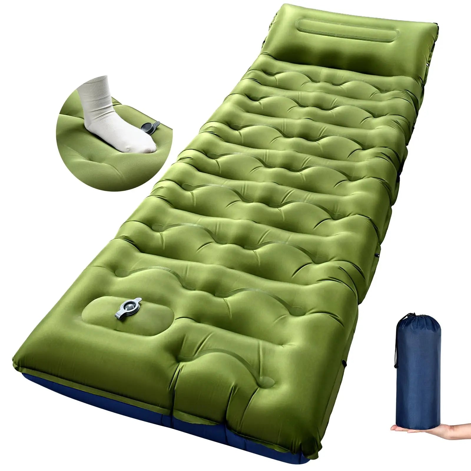 Inflatable Sleeping Pad with Built-in Pillow Pump Air Mat for Travel Hiking Climbing