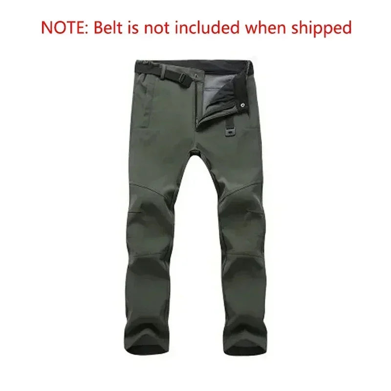 Warm Winter Men Soft Shell Pants Travel Waterproof Outdoor Camping&Hiking Pants Fleece Windproof Skiing Trousers
