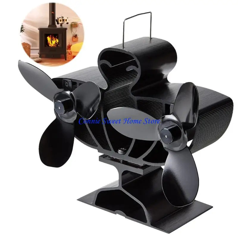 LXAF Double Head Fireplaces Fan Quiet Operate Heat Powered Stove Fan for Wood Burners Efficient Heat Distribution