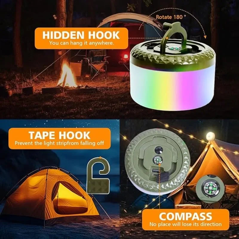 Camping Light String Outdoor Light String Durable Waterproof USB Charging Portable Camping Light Suitable for Courtyard Hiking