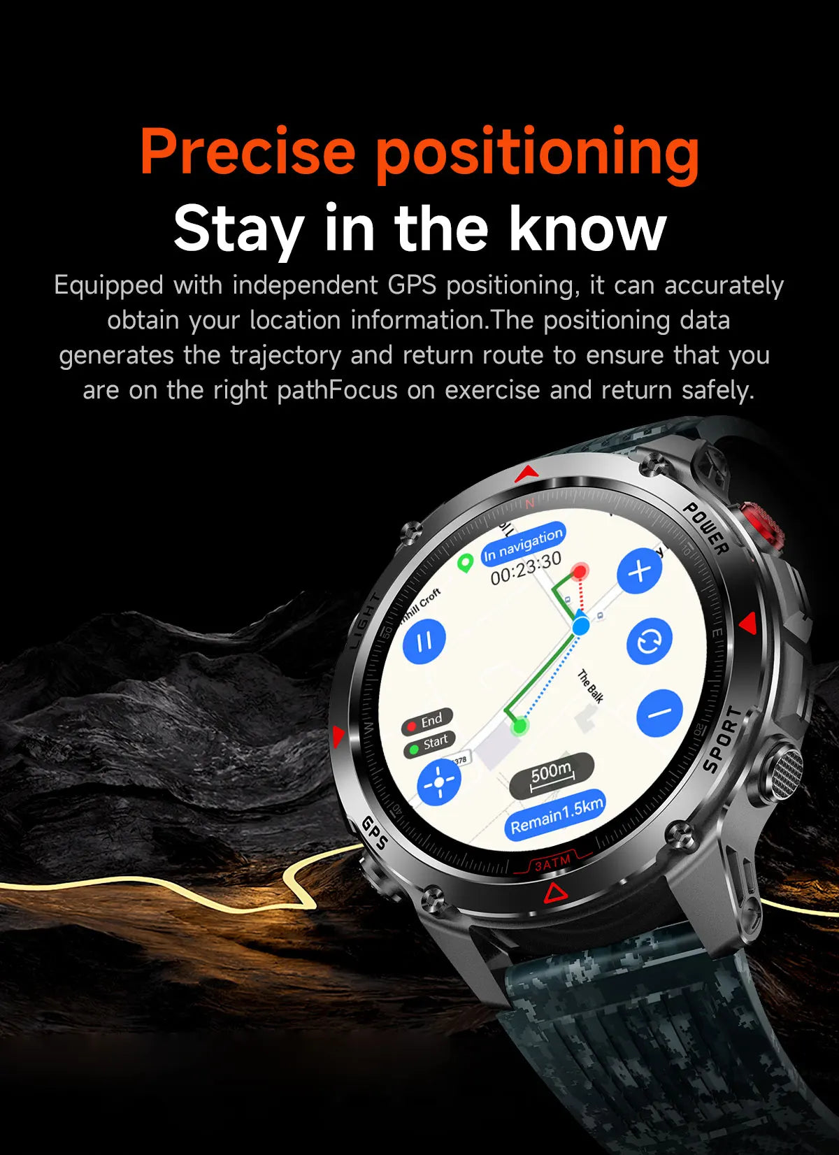 2025New Outdoor Military Smart Watch Men 1.46" AMOLED Built-in GPS Compass Altimeter 3ATM Waterproof Clock BT Call SmartWatches