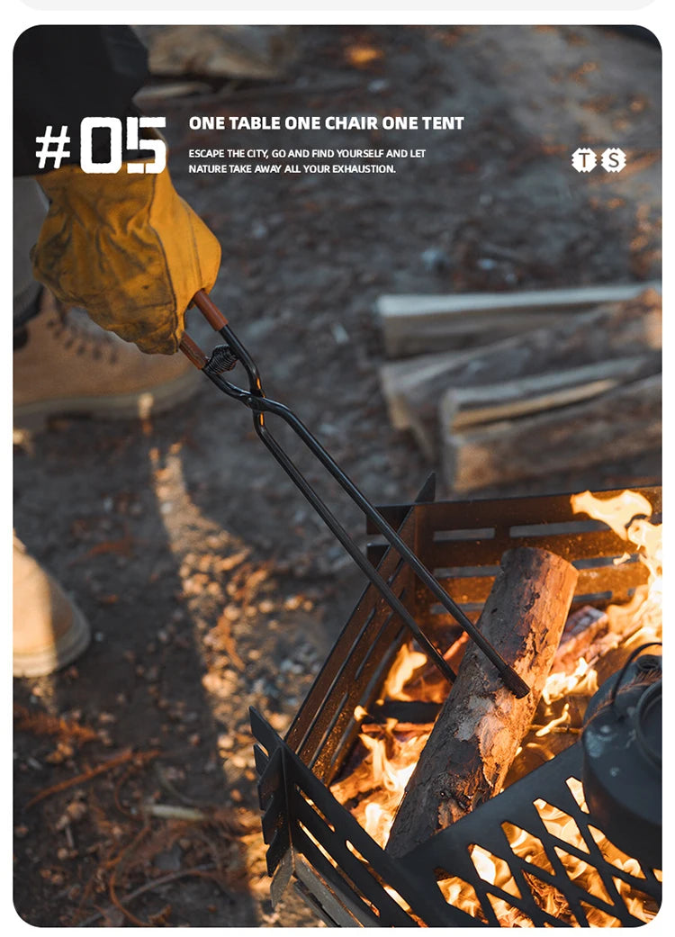 ShineTrip New Outdoor Camping Fire Poker Thickened anti-scald carbon steel fire poker Picnic BBQ lightweight portable