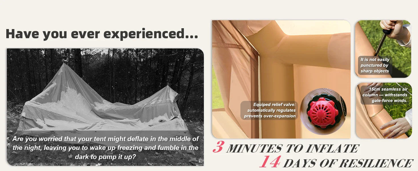 129 Sqft Large inflatable tent with Tarp,8 Person