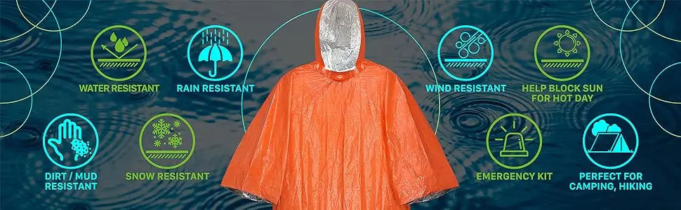 Emergency Water Proof Raincoat Aluminum Film Disposable Poncho Cold Insulation Rainwear Blankets Survival Tool Camping Equipment