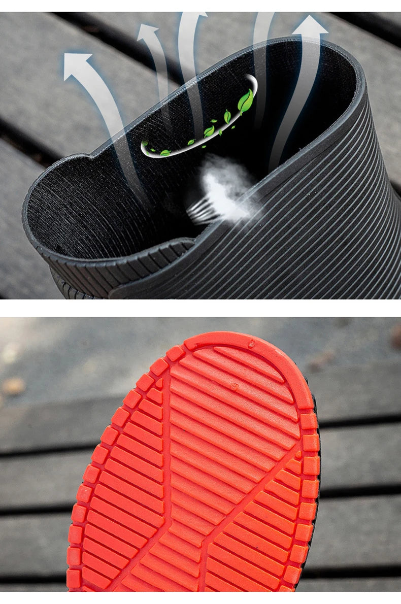Rain BootsSummer Casual Mid-calf Waterproof Shoes Winter Lining With Fleece Warm Anti-slip Wear-resistant Outdoor