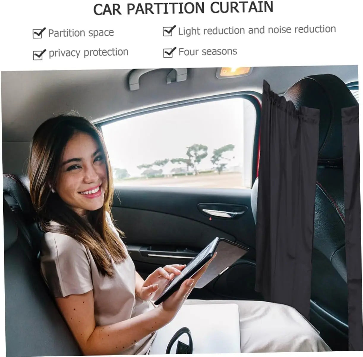 Universal Car Privacy Curtains Removable Divider Curtain for Front and Rear Seats