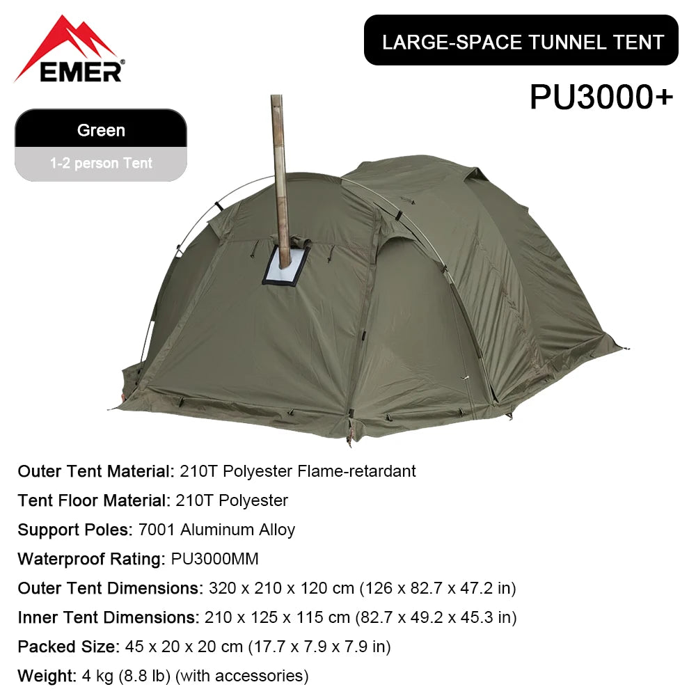 Flame Retardant 2 Person Chimney Hot Tent with Stove Jack