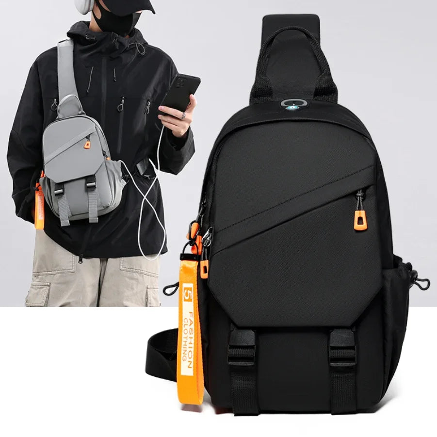 Waterproof Nylon Crossbody Bag - Men's Chest Sling Backpack, Compact Shoulder Messenger Bag, Travel & Outdoor Hiking Pack