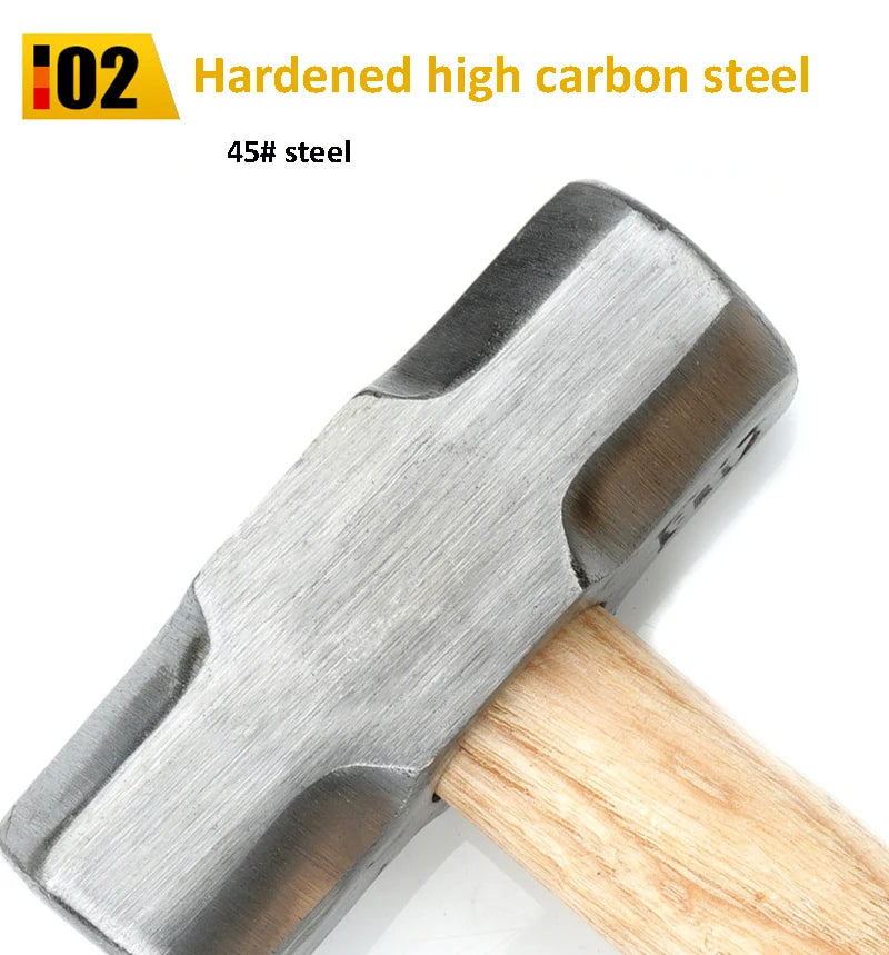 1pcs Heavy Duty Wooden Handle Sledge Hammer High Carbon Steel Octagon Hammer Square Head Big Hammer Masonry Hammer