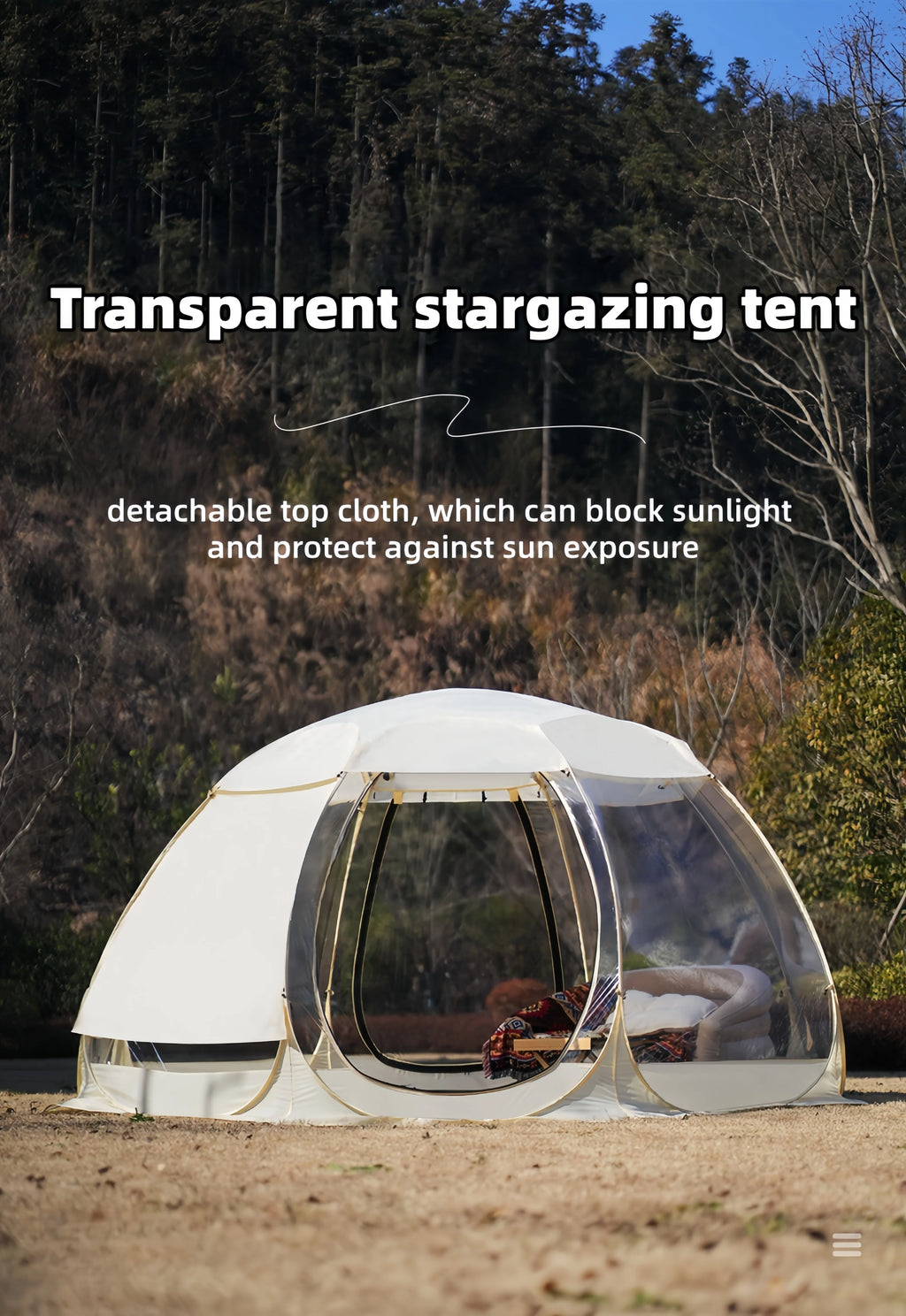 Window Outdoor Sun Room Tents Transparent Camping Tent 4-8 Person Star Dome Tent Portable Spherical Tents 360 Degree Panoramic