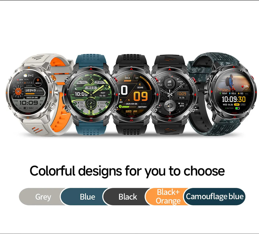 2025New Outdoor Military Smart Watch Men 1.46" AMOLED Built-in GPS Compass Altimeter 3ATM Waterproof Clock BT Call SmartWatches