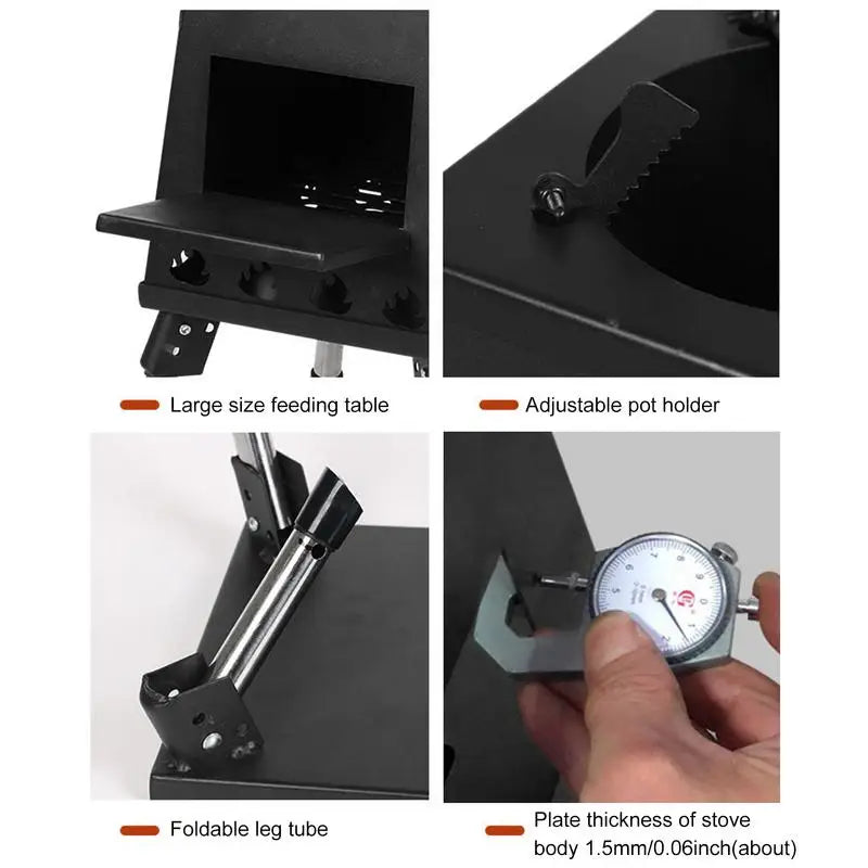 Camping Wood Stove Portable Foldable Firewood Burning Stove BBQ Grill Picnic Heating Cooking Grill For Camping accessories