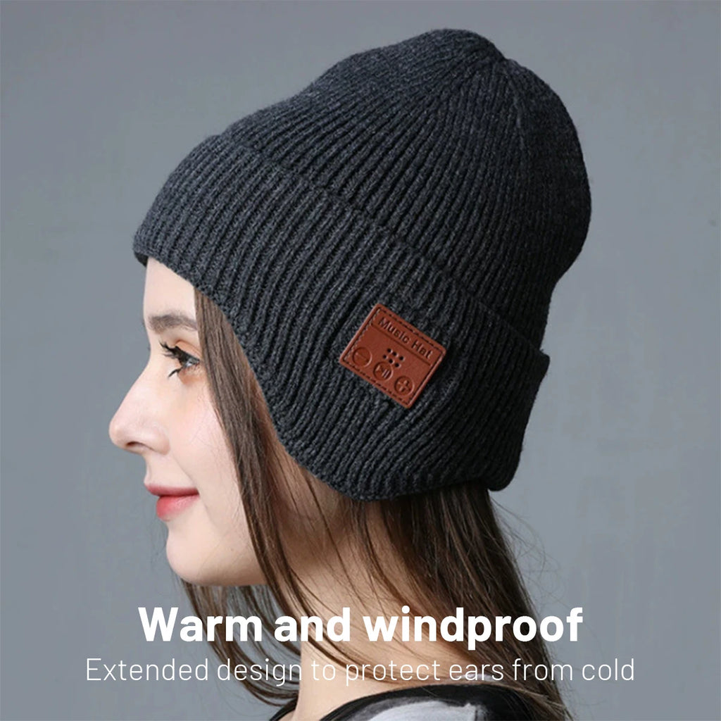 Winter LED Bluetooth Headphones Hat Outdoor Warm Stereo Music Headset Handsfree Call Rechargeable Earphone Washable Cap Gifts