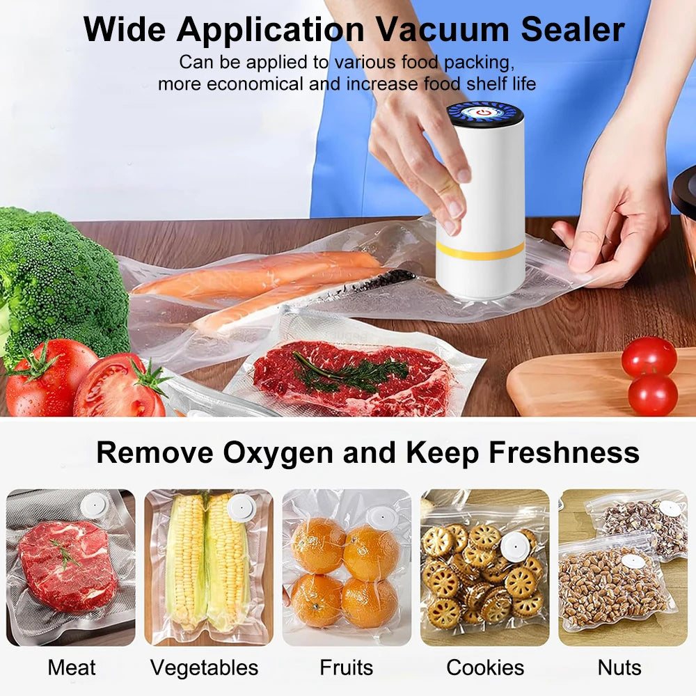 Vacuum Sealer Machine Electric Automatic Sealing Pump for Food Storage USB Rechargeable Portable Handheld Vacuum Sealer Pump