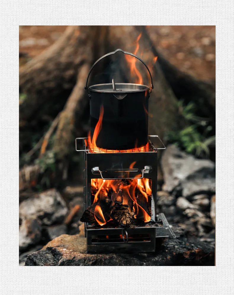 Camping Wood Burning Stove Portable Folding Camp Stove Collapsible Stove Campfire Stove for Outdoor Cooking Picnic Hiking BBQ