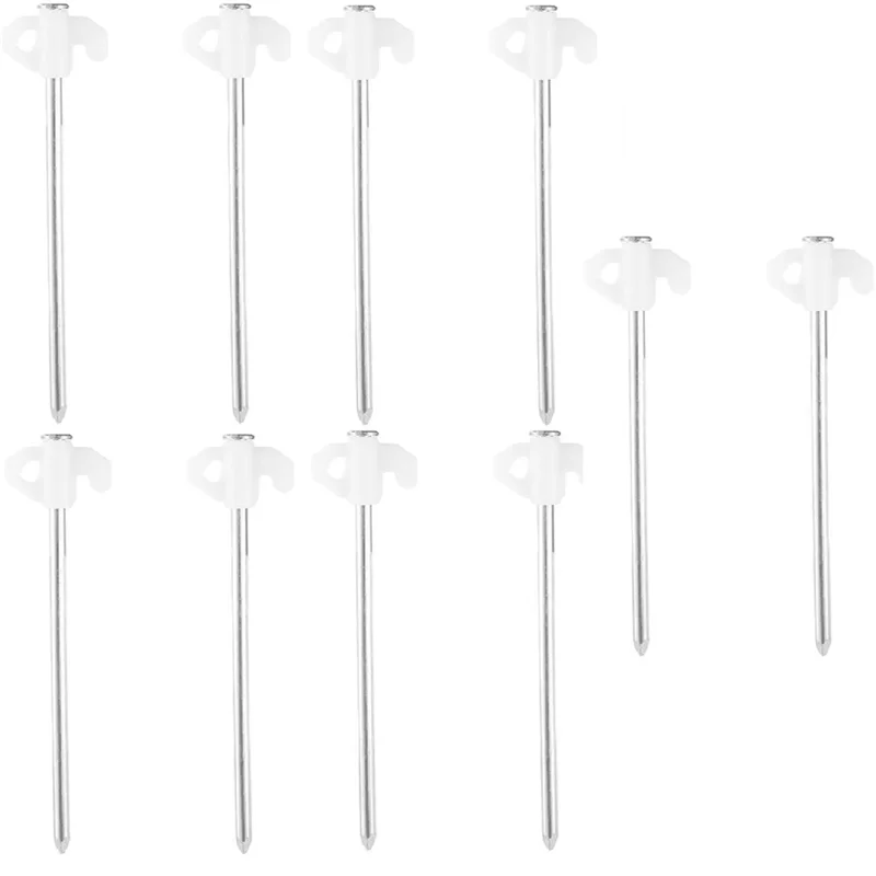 10 Pcs Tent Pegs Set Florescent Metal Stakes