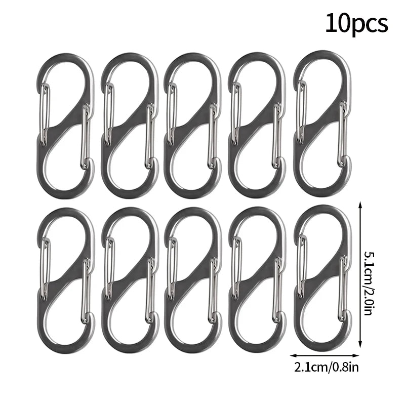 5PCS Tactical S Type Carabiner Camping Equipment Anti-Theft Aluminium Alloy Carabiner Mini Keychain Hook Hiking Backpack Buckle