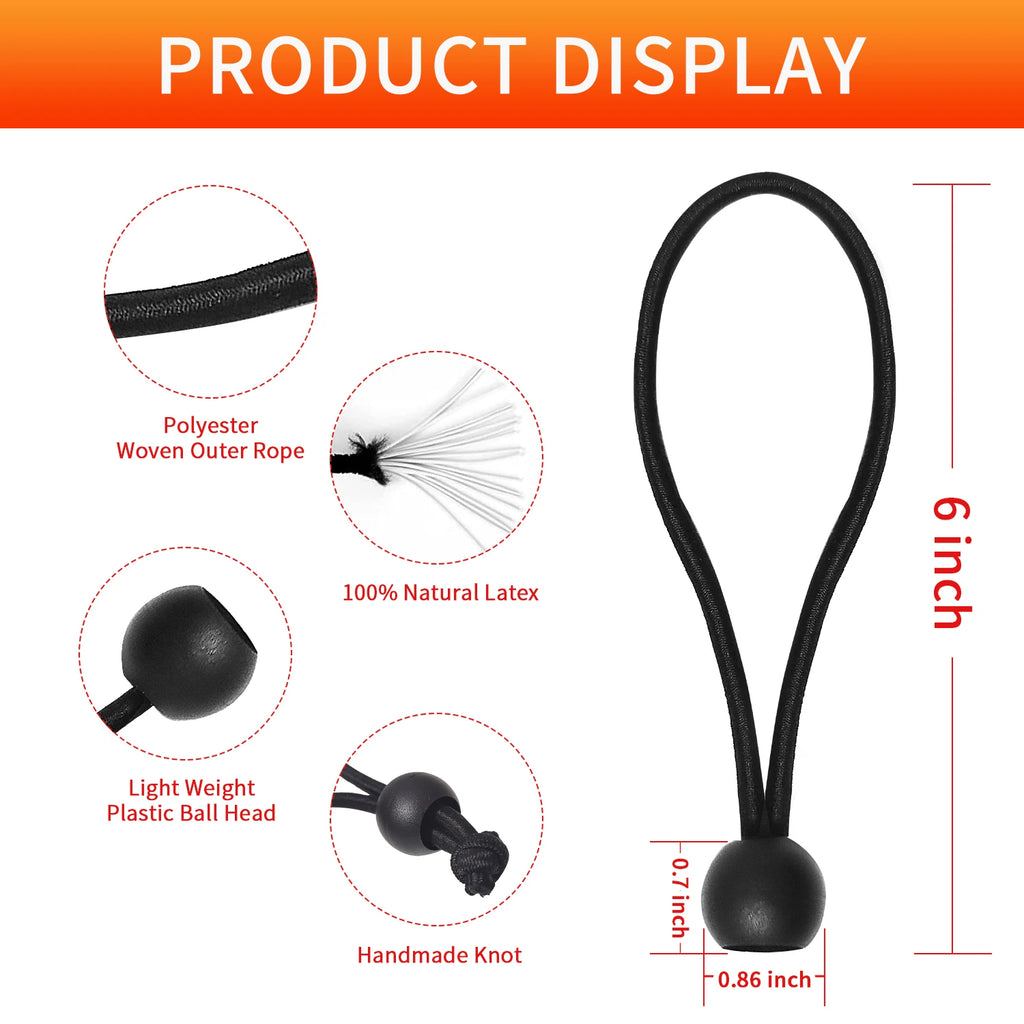5PCS Ball Bungee Cord Heavy for Tarp Tie Down
