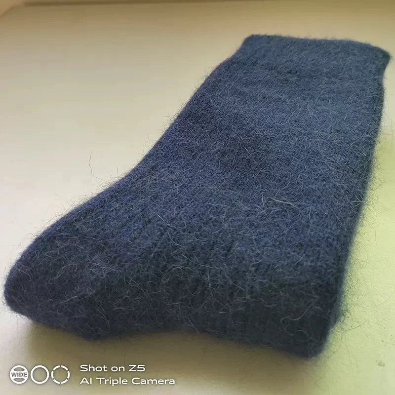 Wool Socks for Women Autumn Winter Medium Tube Socks Thickened With Wool Warm Rabbit Hair Socks Winter Black Cashmere Stockings